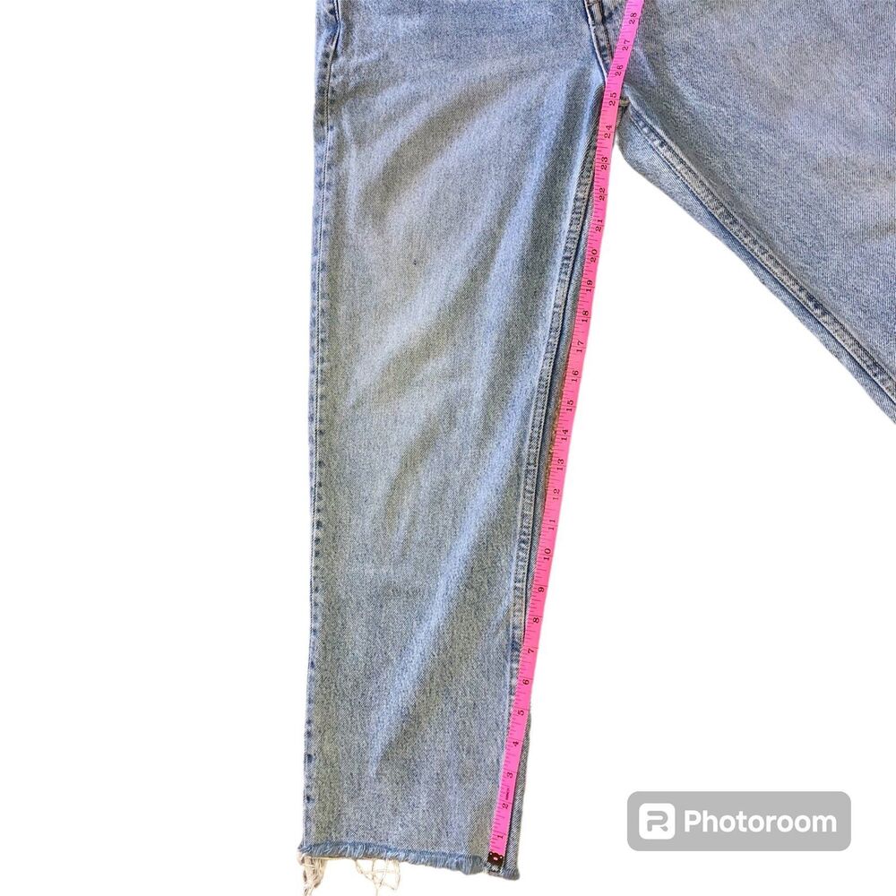 ZARA distressed light wash raw hem straight leg jeans 4 button women's size 10 - Picture 7 of 12